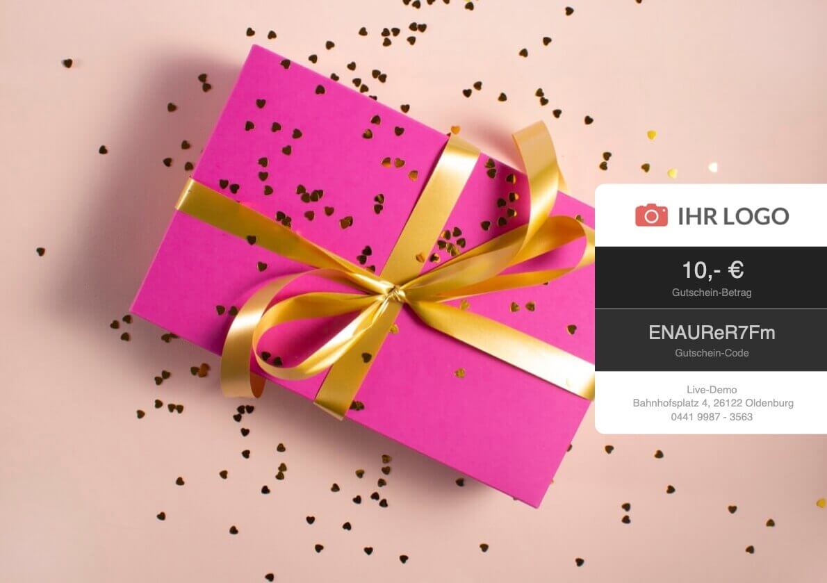 Warenwertgutscheine mit verschiedenen Motiven und definierten Werten