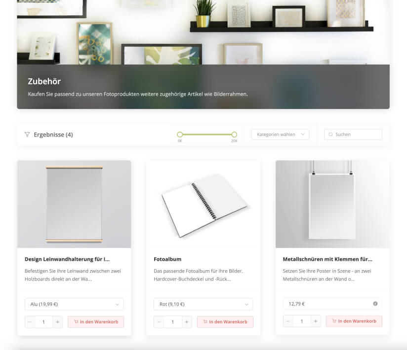 Cross-Selling - Passende Zusatzprodukte zu Fotoprodukten